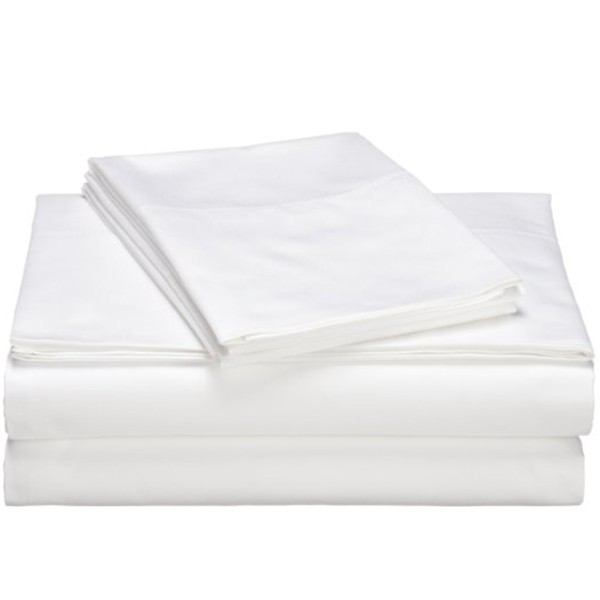 Lenjerie pat Satin Plain Elina din bumbac alb