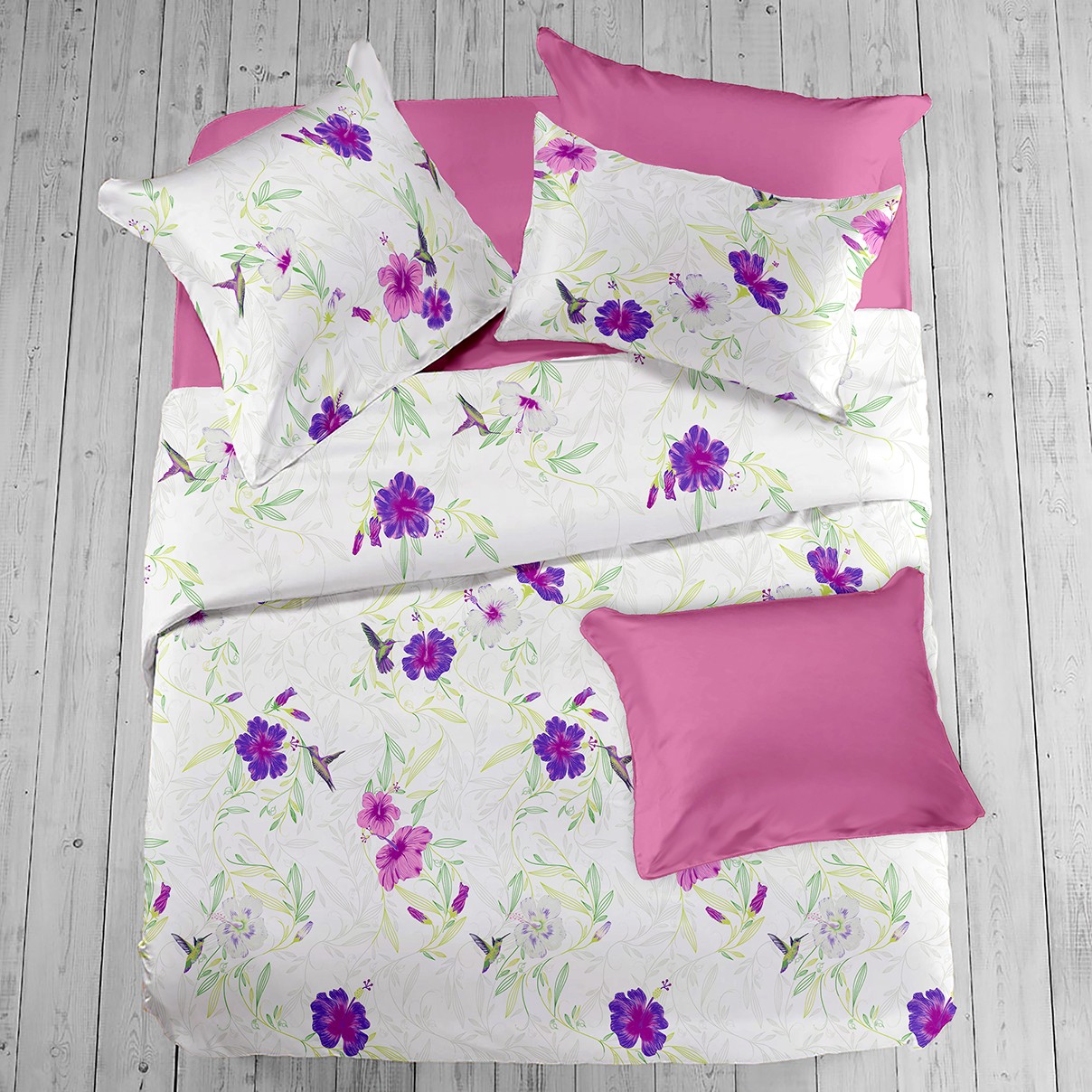 Lenjerie pat Renforce RIU Rosemallow-03 Rosebloom Lenjerie pat Renforce RIU Rosemallow-03 Rosebloom