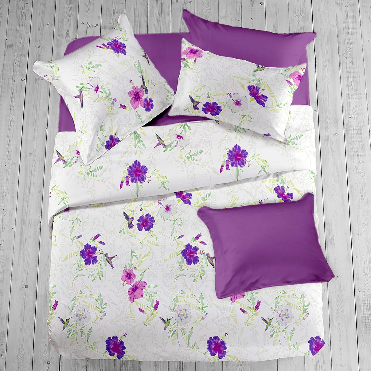 Lenjerie pat Renforce RIU Rosemallow-03 Iris Orchid Lenjerie pat Renforce RIU Rosemallow-03 Iris Orchid