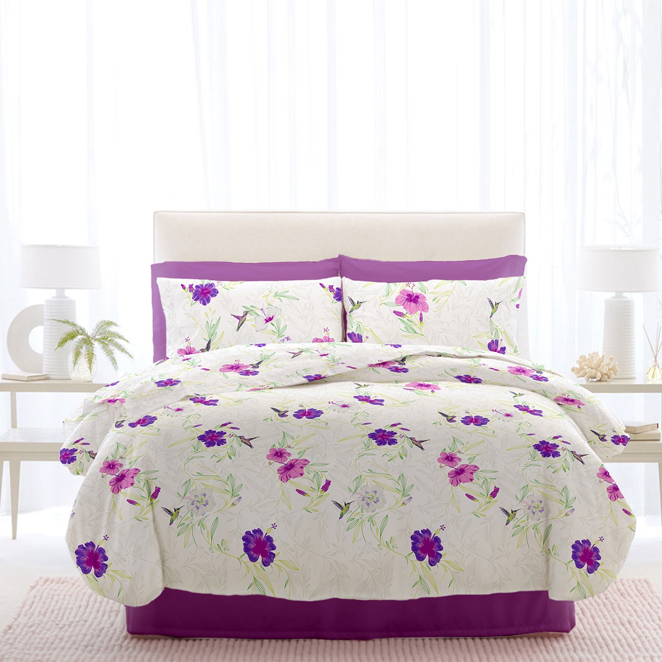 Lenjerie pat Renforce RIU Rosemallow-03 Iris Orchid Lenjerie pat Renforce RIU Rosemallow-03 Iris Orchid