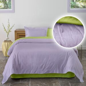 Lenjerie pat Crepe uni Lime & Lila