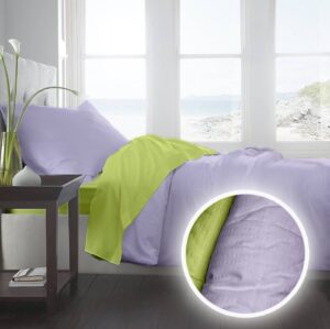 Lenjerie pat Crepe uni Lime & Lila