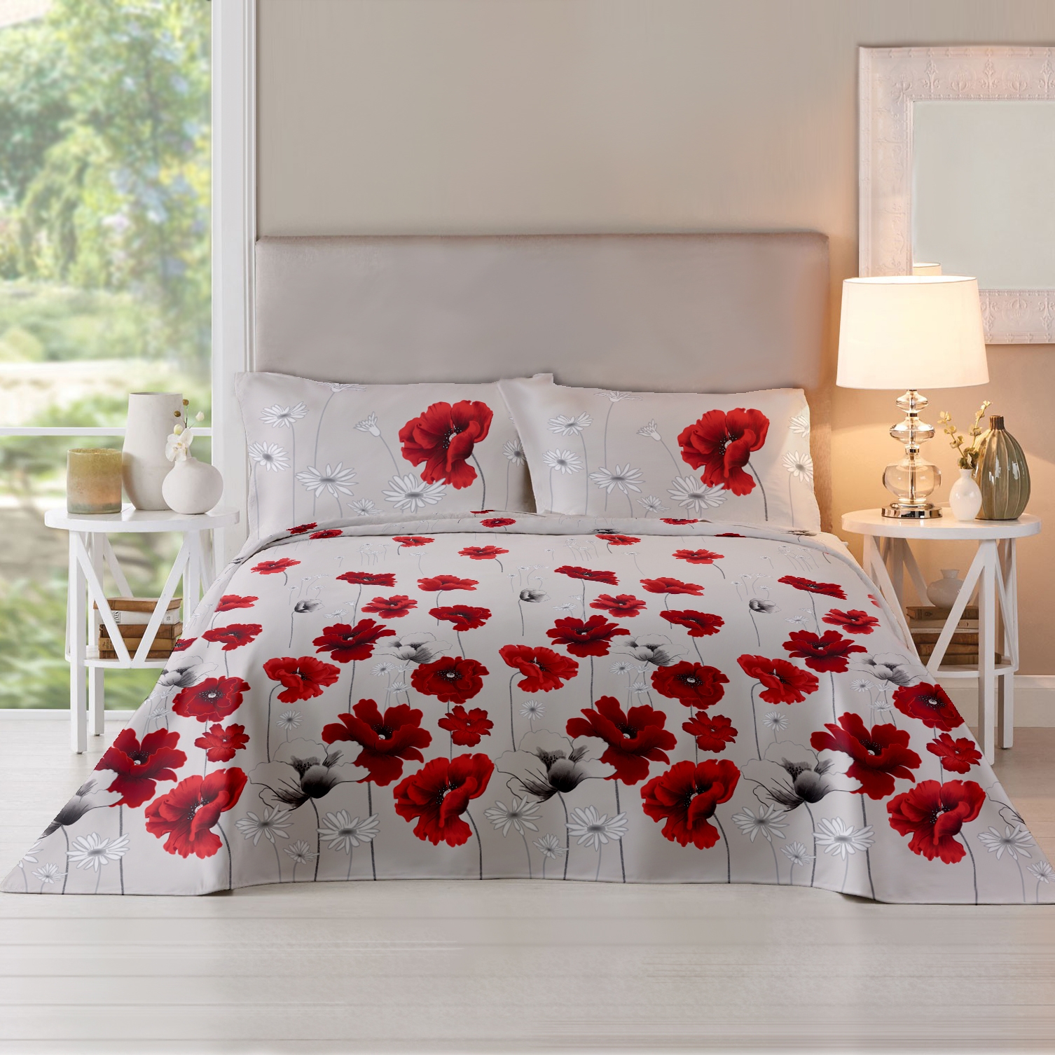 Lenjerie pat Renforce desen Poppy Field