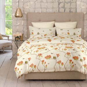 Lenjerie pat Renforce desen Magnolia v.2 Vanilla