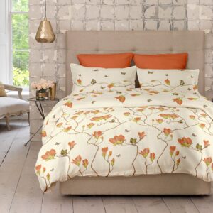 Lenjerie pat Renforce desen Magnolia v.2 Pumpkin