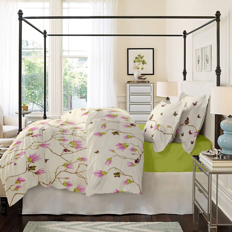 Lenjerie pat Renforce 100% bumbac, desen Magnolia Butterfly-v.1