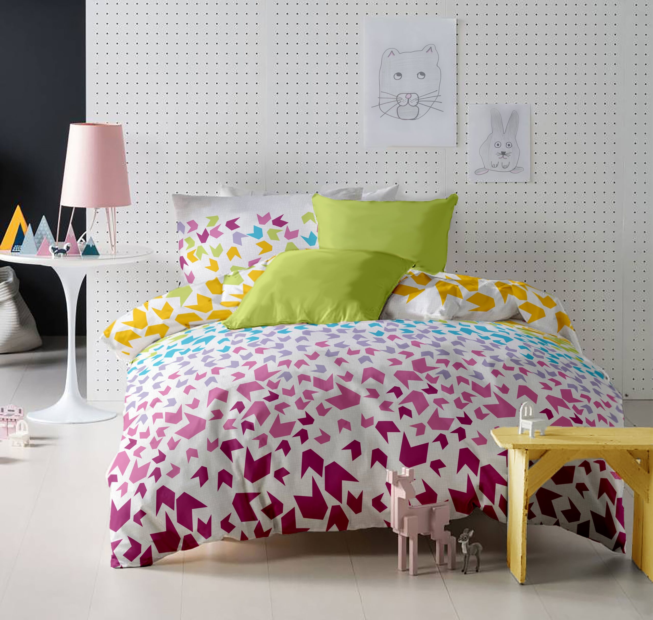 Lenjerie pat Renforce desen Loving Matisse v.1-Lime Lenjerie pat Renforce desen Loving Matisse v.1-Lime