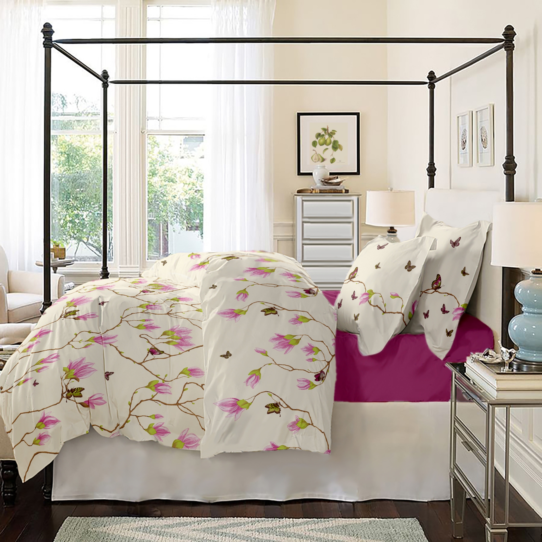 Lenjerie pat Renforce desen Magnolia