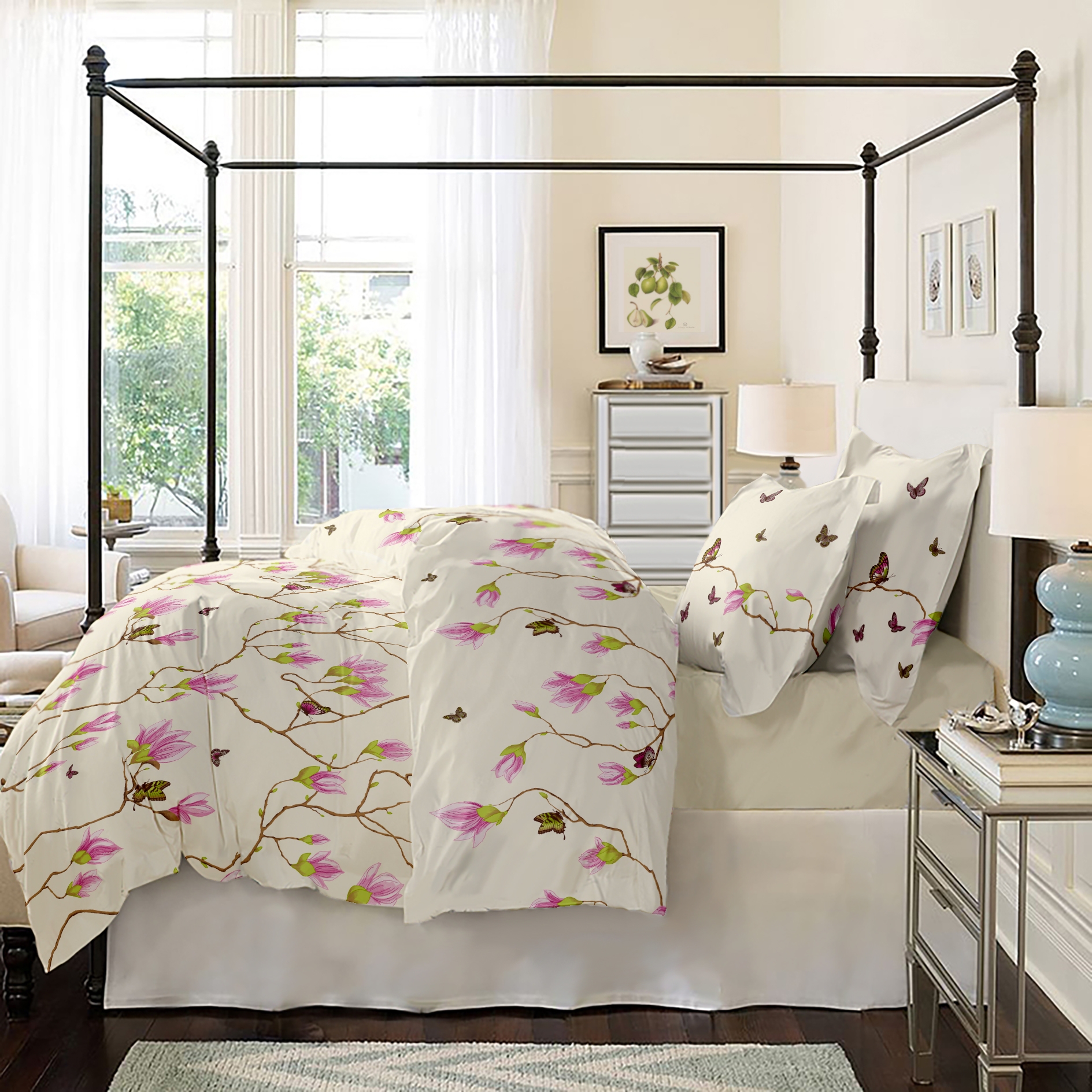 Lenjerie pat Renforce desen Magnolia