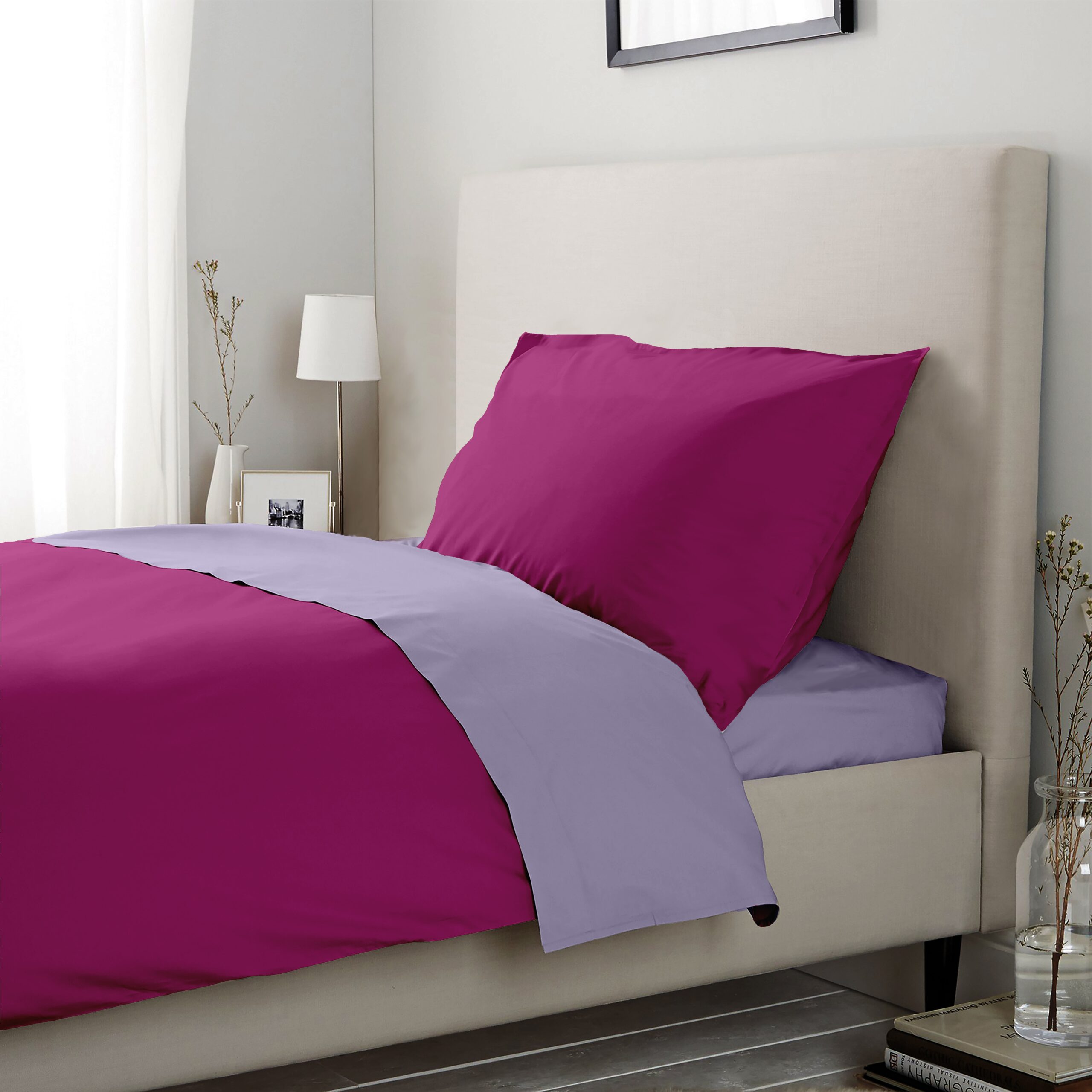 Lenjerie pat Renforce Fuchsia Red & Lila Lenjerie pat Renforce Fuchsia Red & Lila