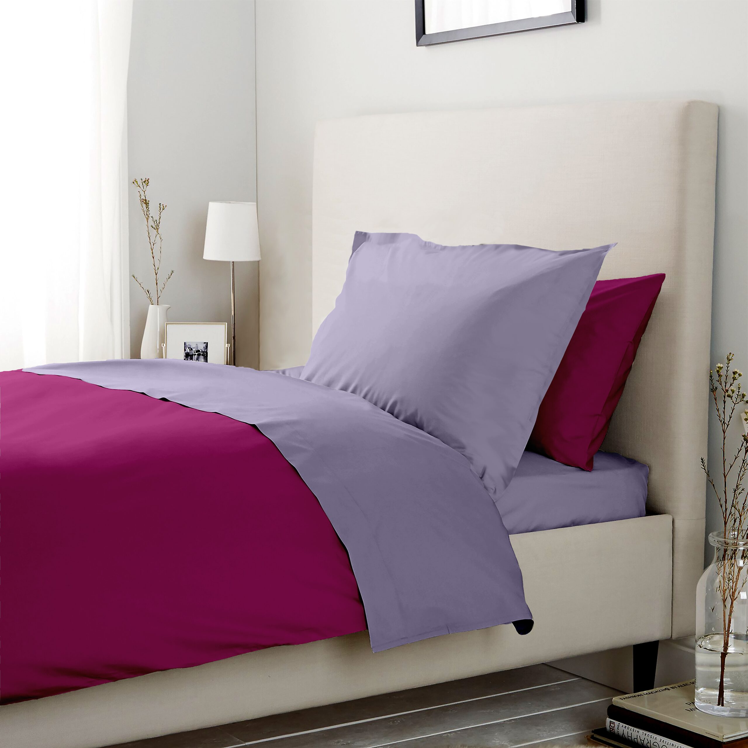 Lenjerie pat Renforce Fuchsia Red & Lila Lenjerie pat Renforce Fuchsia Red & Lila