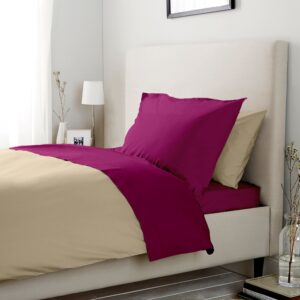 Lenjerie pat Renforce Honey Peach & Fuchsia Red