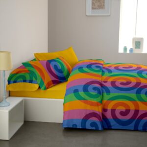 Lenjerie pat Renforce Rainbow + Lemon Chrome