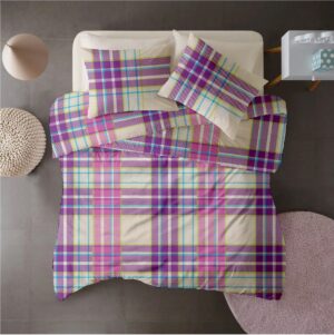 Lenjerie pat Renforce 100% bumbac, desen PLAID V2, cod RIU