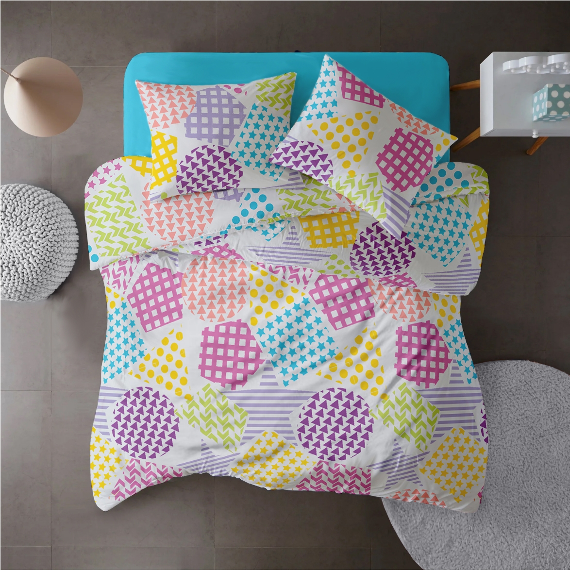 100%-es ágynemű, kreppelt pamut, PLAYGROUND V1 mintával, CIU kód 100%-es ágynemű, kreppelt pamut, PLAYGROUND V1 mintával, CIU kód