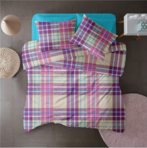 Bettwäsche 100% aus gekreppter Baumwolle, Muster PLAID V2, Artikelnummer CIU