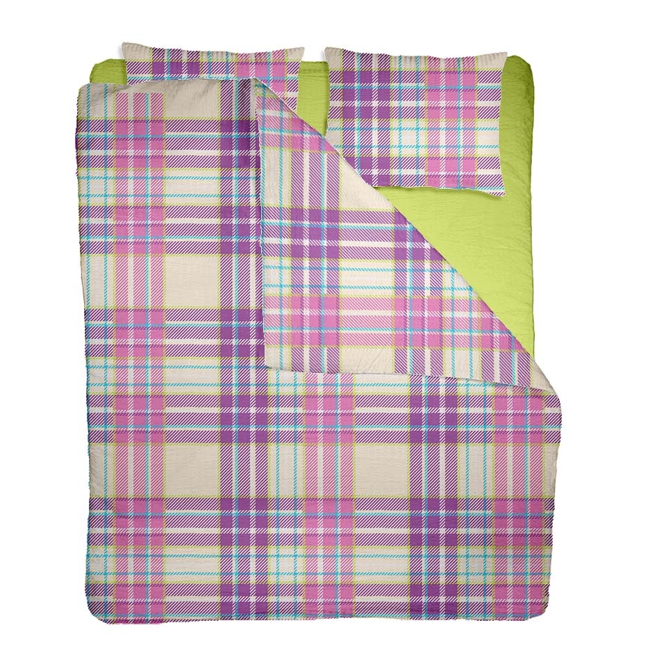 Bettwäsche 100% aus gekreppter Baumwolle, Muster PLAID V2, Artikelnummer CIU Bettwäsche 100% aus gekreppter Baumwolle, Muster PLAID V2, Artikelnummer CIU