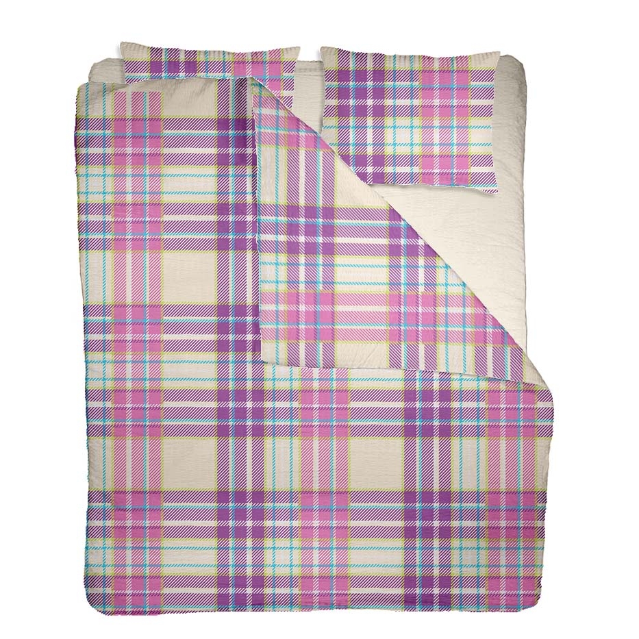 Bettwäsche 100% aus gekreppter Baumwolle, Muster PLAID V2, Artikelnummer CIU Bettwäsche 100% aus gekreppter Baumwolle, Muster PLAID V2, Artikelnummer CIU