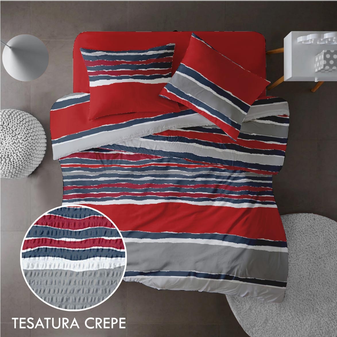 Lenjerie pat 100% bumbac Creponat, desen VIBE V2 Lenjerie pat 100% bumbac Creponat, desen VIBE V2