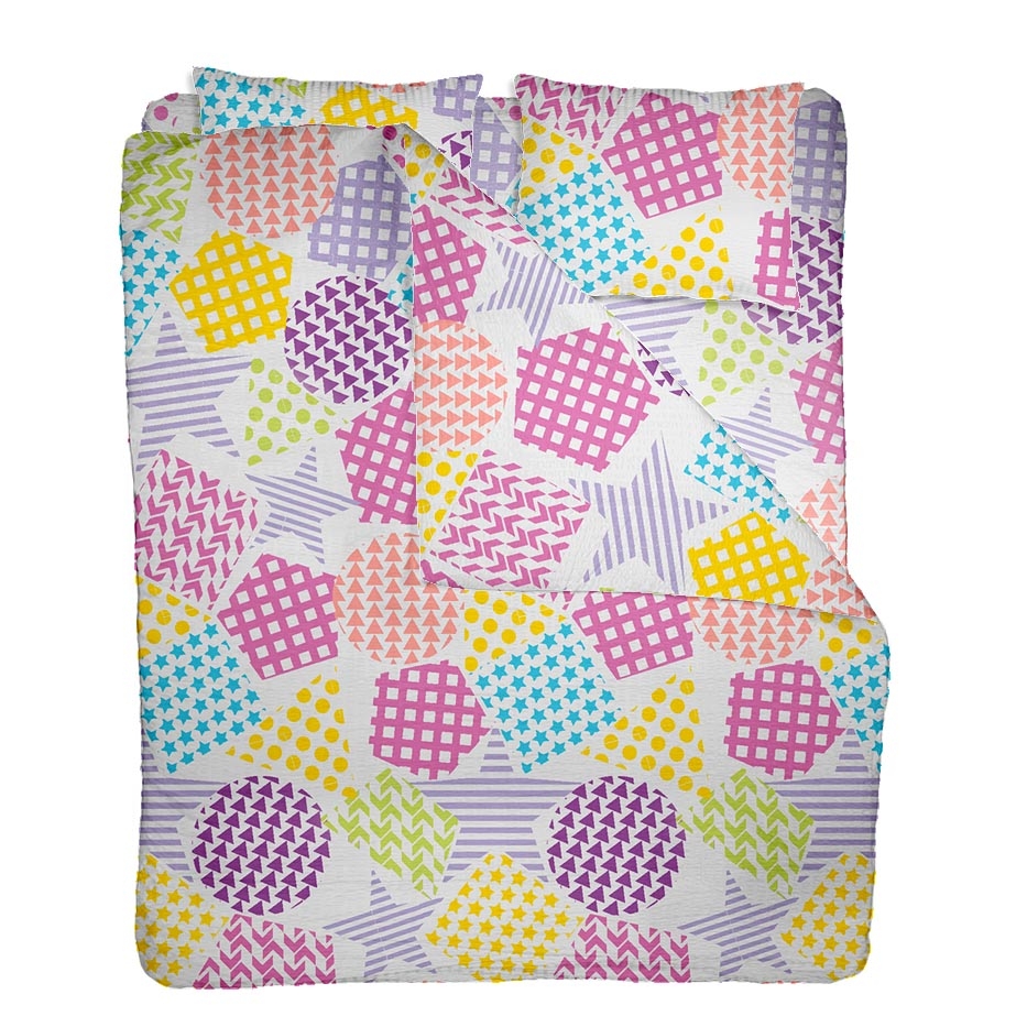 Lenjerie pat 100% bumbac Creponat, desen PLAYGROUND V1 Lenjerie pat 100% bumbac Creponat, desen PLAYGROUND V1