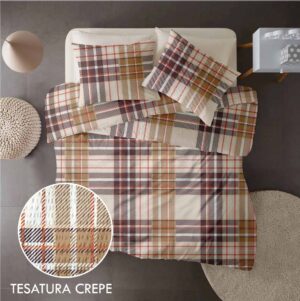 Biancheria da letto 100% in cotone creponato, motivo PLAID V1