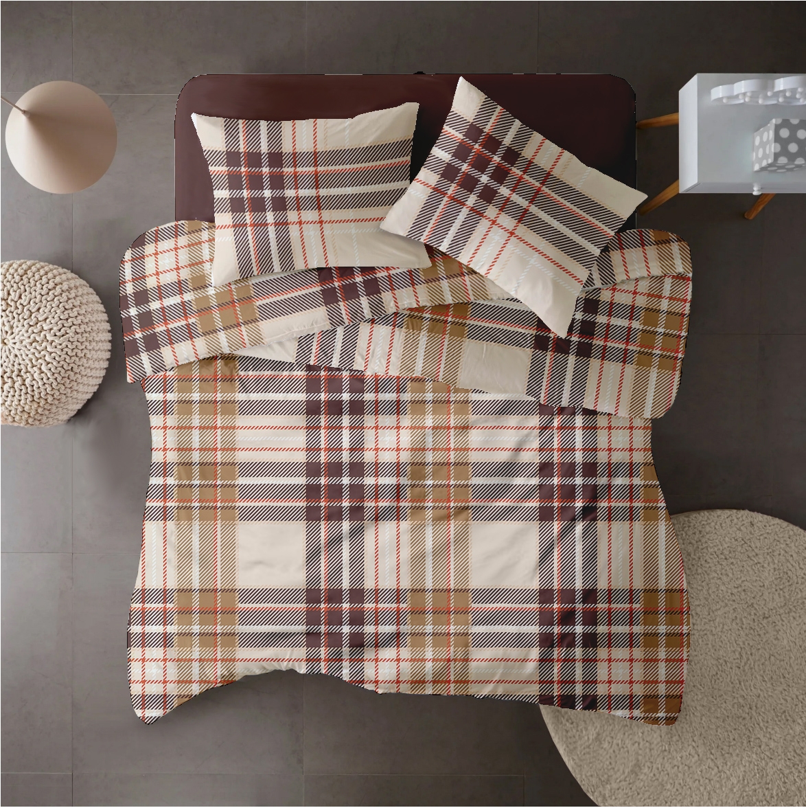 Lenjerie pat Renforce 100% bumbac, desen PLAID V1 Lenjerie pat Renforce 100% bumbac, desen PLAID V1