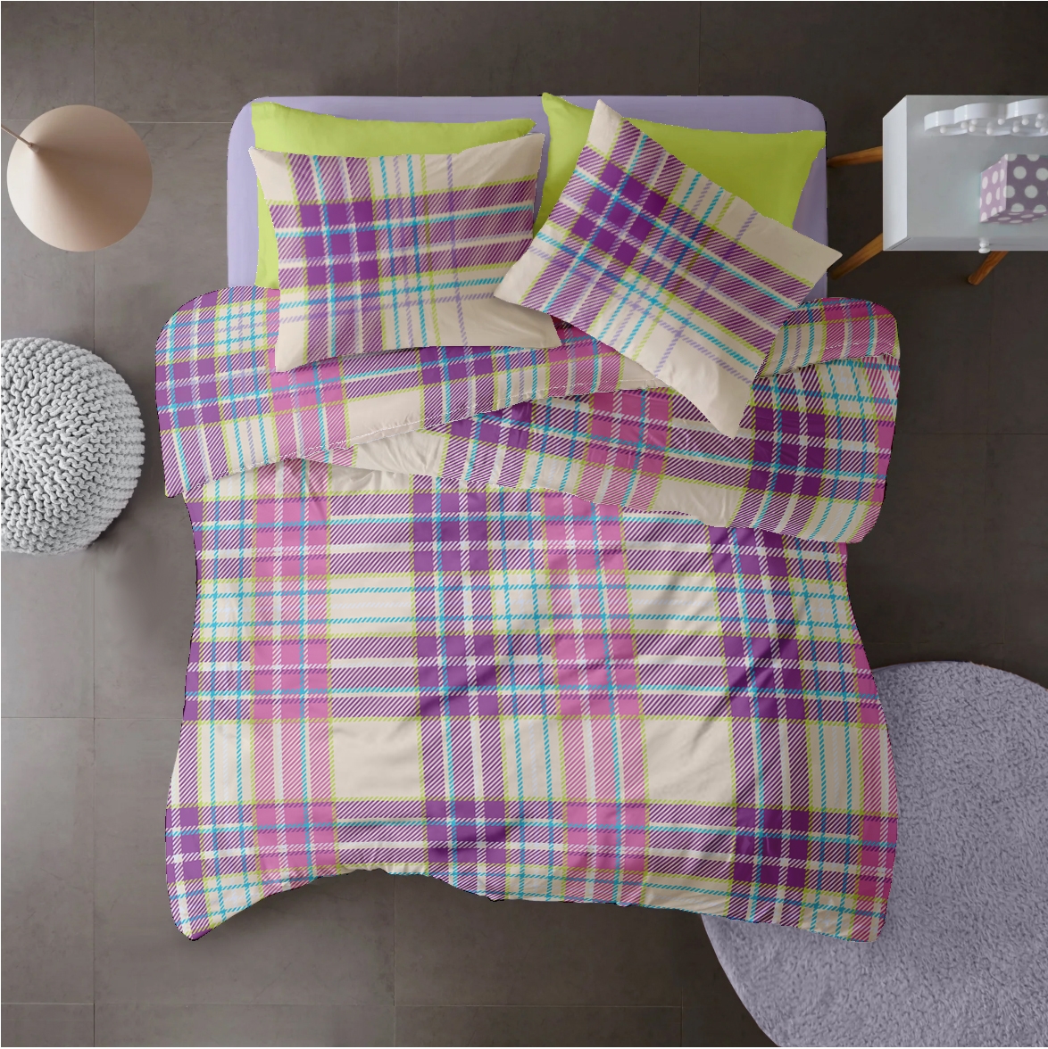 Lenjerie pat Renforce 100% bumbac, desen PLAID V2 Lenjerie pat Renforce 100% bumbac, desen PLAID V2