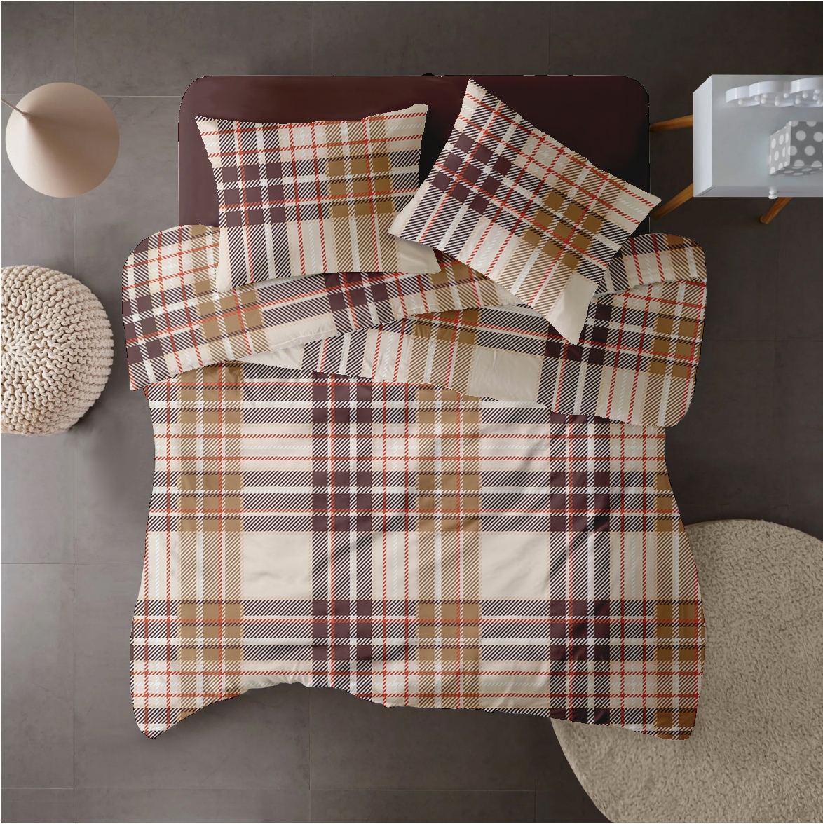 Biancheria da letto 100% in cotone creponato, motivo PLAID V1 Biancheria da letto 100% in cotone creponato, motivo PLAID V1
