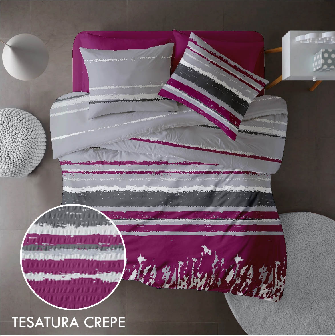 Parure de lit 100% en coton crêpé, motif GRUNGE V3 Parure de lit 100% en coton crêpé, motif GRUNGE V3