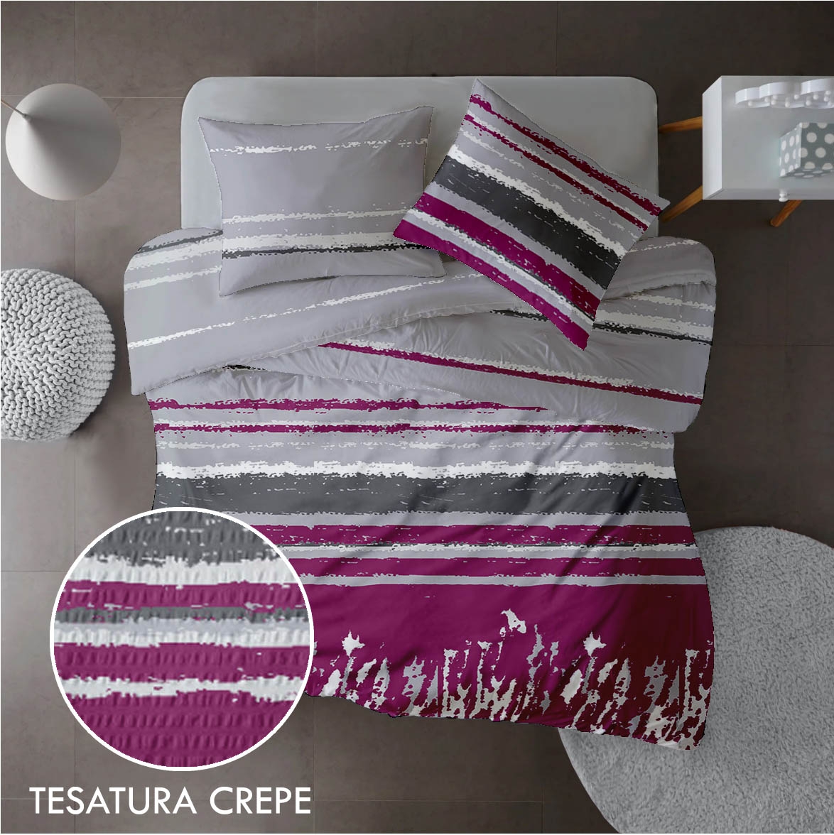 Parure de lit 100% en coton crêpé, motif GRUNGE V3 Parure de lit 100% en coton crêpé, motif GRUNGE V3