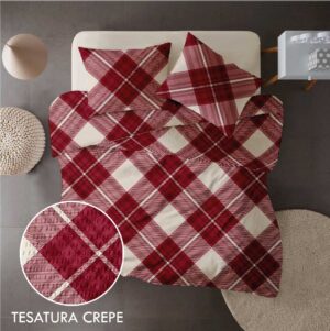 Lenjerie pat 100% bumbac Creponat, desen SCOTTISH V4