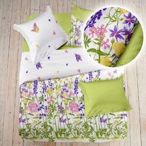Lenjerie pat 100% bumbac Creponat, desen WILD FIELD PURPLE