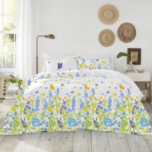 Lenjerie pat 100% bumbac Creponat, desen WILD FIELD BLUE