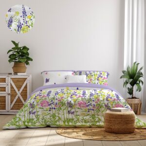 Lenjerie pat 100% bumbac Creponat, desen WILD FIELD PURPLE