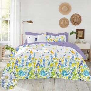 Lenjerie pat 100% bumbac Creponat, desen WILD FIELD BLUE